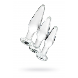 Набор анальных втулок Sexus Glass, стекло, прозрачный, 14/12,5/12 см, диам. 4/3,5/3 см